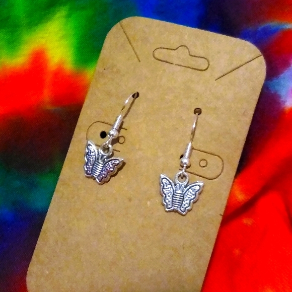 Handcrafted Moth Butterfly 🦋 Charm Hook Earrings - Picture 2 of 2